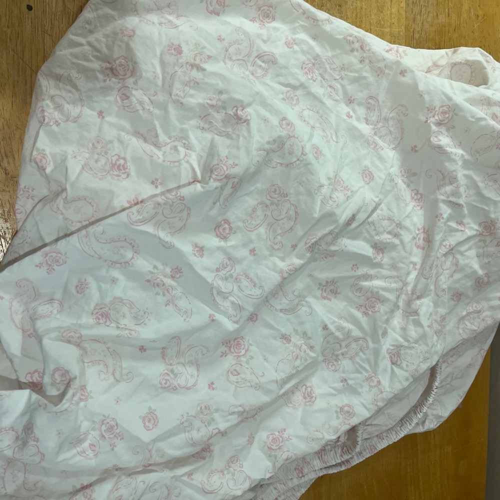 Simply Shabby Chic Full Fitted Sheet Pink Paisley Rose Floral Cotton Vtg Style